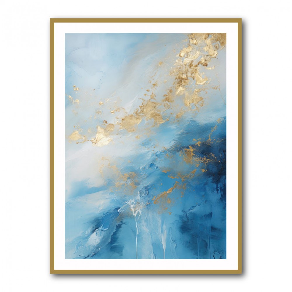 Blue Gold Abstract 2 Wall Art